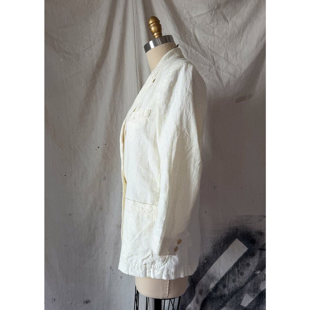 Forte forte Linen Confetti Speckled Cream Blazer Jacket Cream Neon Yellow Green - Picture 5 of 13